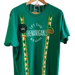 Men’s green St. Patrick’s Day let the shenanigans begin T shirt size L